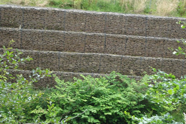 Gabion baskets protecting a river bank