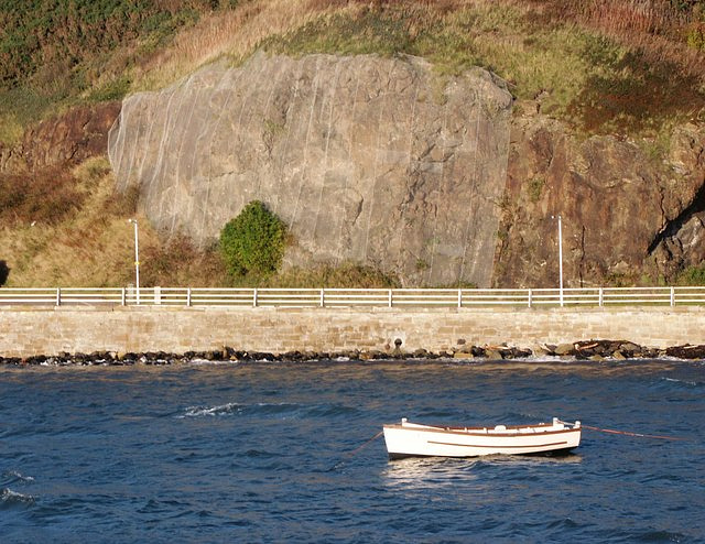 Protective mesh stabilising a rocky slope