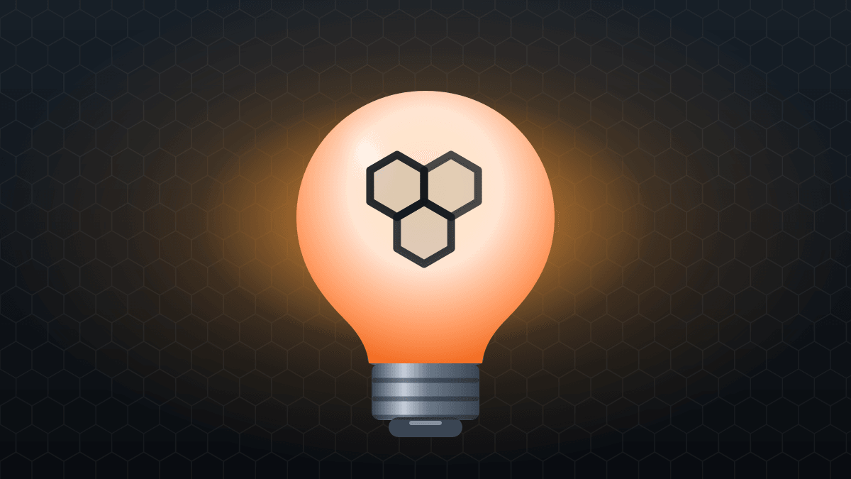 Glowing lightbulb containing a hexagonal mesh pattern — the output of a gabion mesh weaving machine