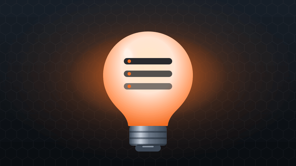 Glowing lightbulb containing three equal bars — the stages of a balanced gabion production line